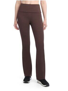 Soft Stretch Cotton Fold Over Waist Flare Leg Yoga Pants